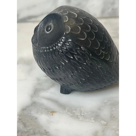 Vintage Boma Hand Carved Soapstone Owl Figurine Vancouver BC Canada 3” - Picture 4 of 8
